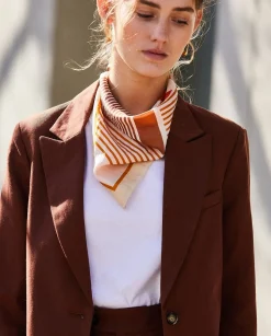 YERSE Scarves^Striped Silk Scarf Orange