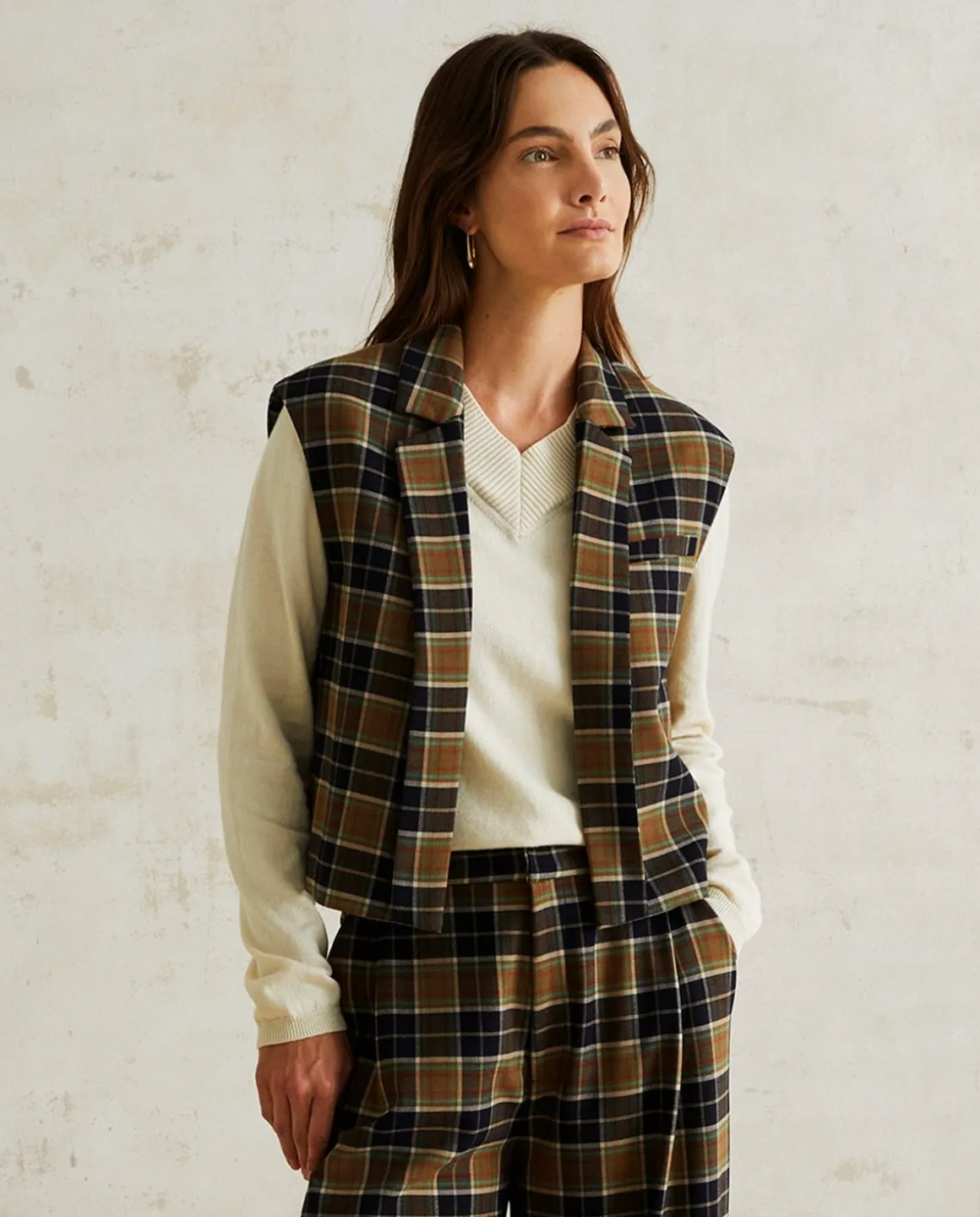 YERSE Shirts And Blouses^Waistcoat With Lapels Checks