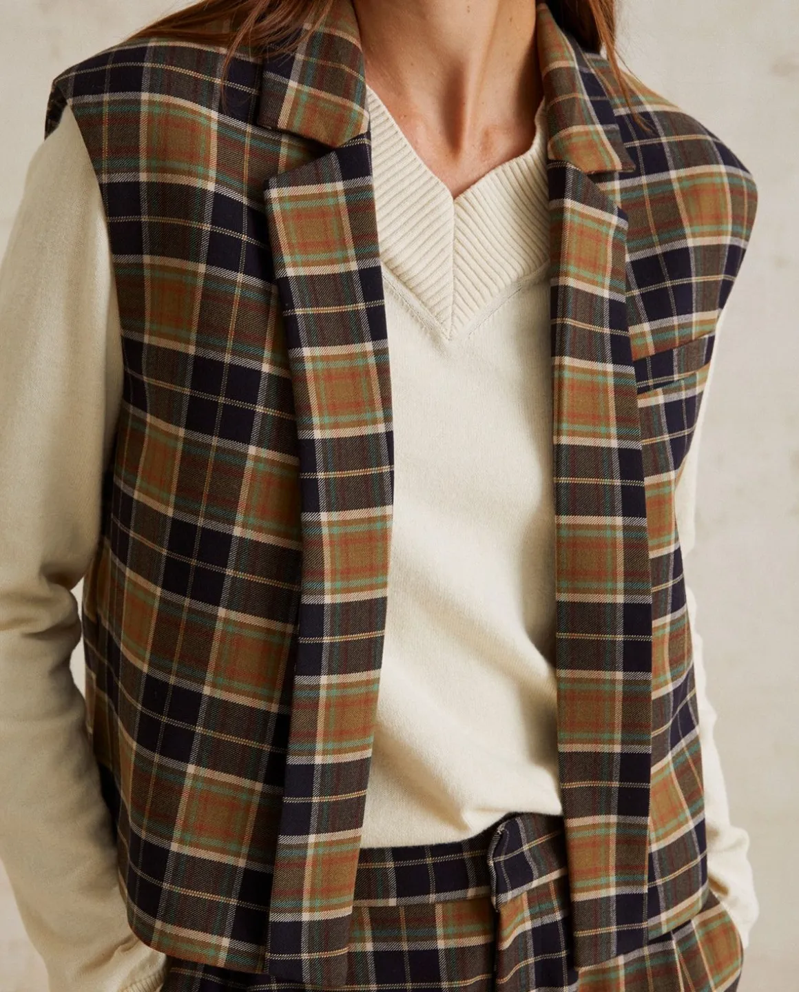 YERSE Shirts And Blouses^Waistcoat With Lapels Checks