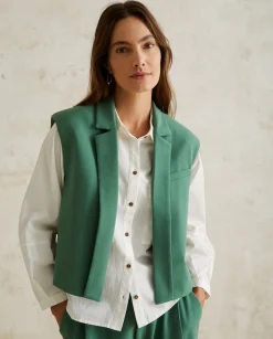 YERSE Shirts And Blouses^Waistcoat With Lapels Green