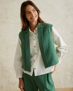 YERSE Shirts And Blouses^Waistcoat With Lapels Green