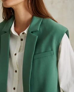 YERSE Shirts And Blouses^Waistcoat With Lapels Green