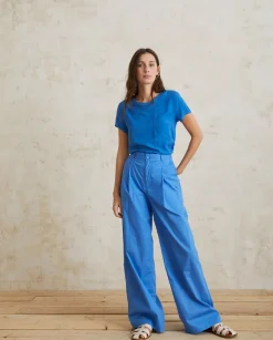 YERSE Trousers And Jeans^Wide-Leg Cotton Trousers Blue