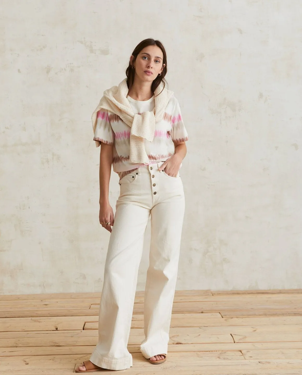 YERSE Trousers And Jeans^Wide-Leg Denim Trousers Ecru