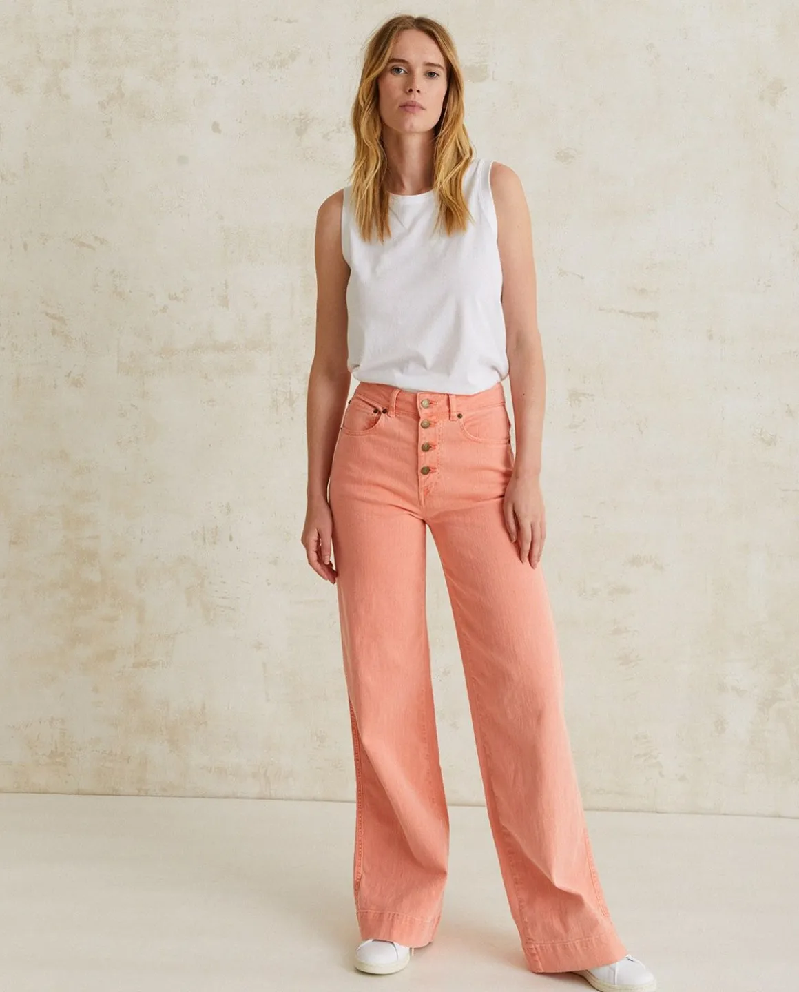 YERSE Trousers And Jeans^Wide-Leg Denim Trousers Salmon